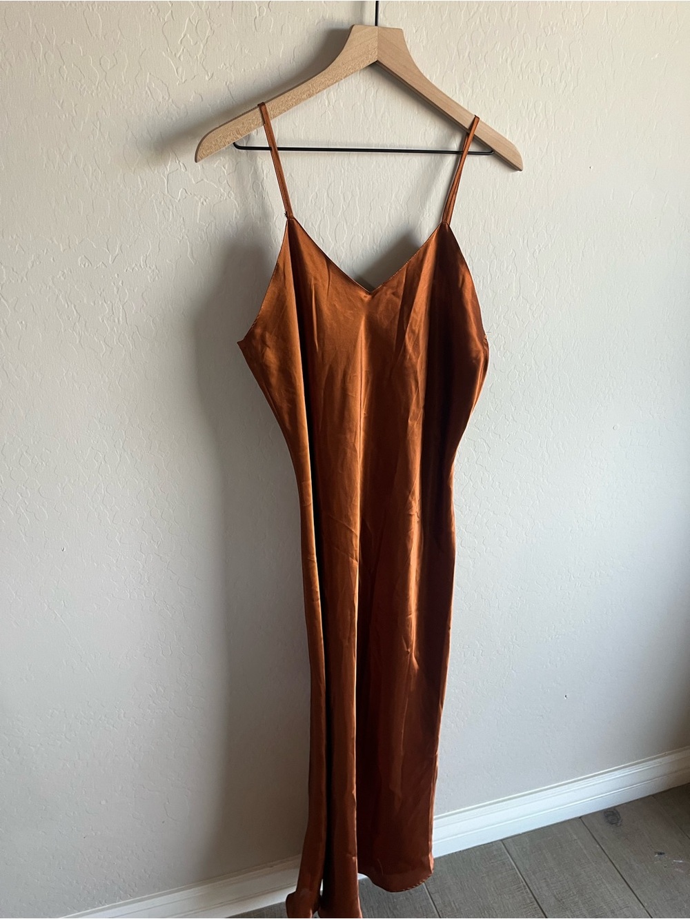 VTG Judith Hart Women’s L Copper Satin Slip Dress Nightgown Bridal Lingerie Y2K - Picture 3 of 5